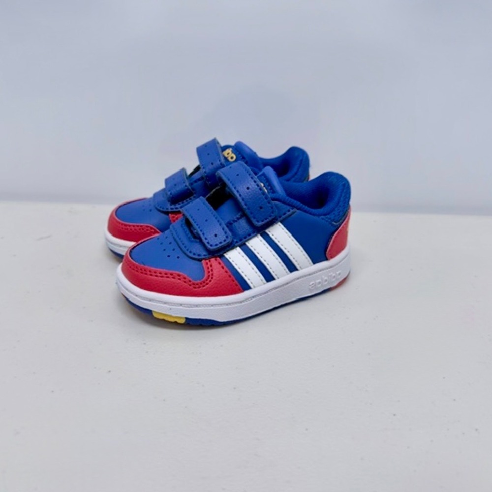 Adidas Hoops 2.0 Toddler Shoes Blue Red White Sneakers Size 5K FY9445